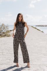 High neck playsuit - Black & White