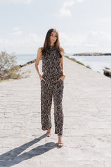 High neck playsuit - Black & White