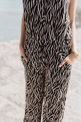 High neck playsuit - Black & White