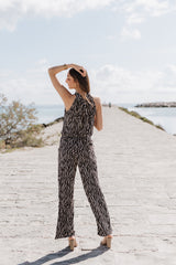 High neck playsuit - Black & White