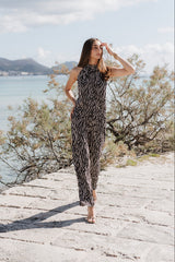 High neck playsuit - Black & White