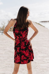 Mini Trapeze Dress - Flaming Red & Black