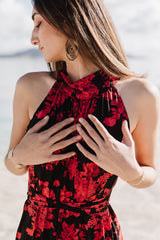 Mini Trapeze Dress - Flaming Red & Black