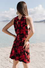 Mini Trapeze Dress - Flaming Red & Black