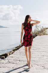 Mini Trapeze Dress - Flaming Red & Black