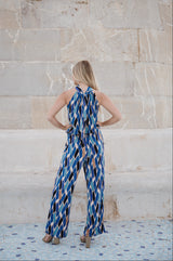High Neck Playsuit - Blue Diamond