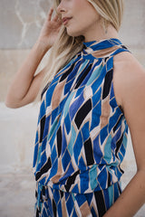 High Neck Playsuit - Blue Diamond