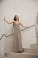 Plunging maxi dress - Sand