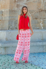 Palazzo trousers - Red and White