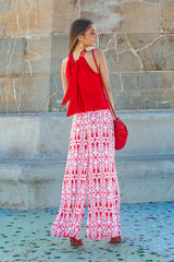 Palazzo trousers - Red and White