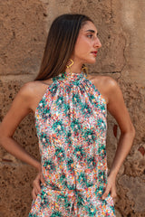 High Neck Playsuit - Spring Mosaic