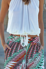 Halter neck bow top - White