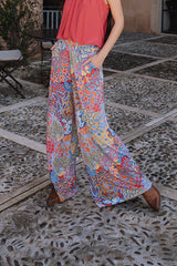 Palazzo trousers - Floral Coral