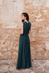 V-Neck Wide leg Playsuit- Emerald Green