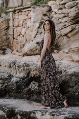 Plunging maxi dress - Chocolate swirls
