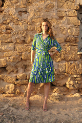 Collared wrap dress - Lime Green