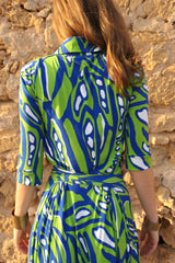 Collared wrap dress - Lime Green