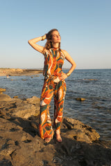 High Neck Playsuit - Earth tones