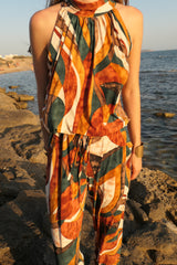 High Neck Playsuit - Earth tones