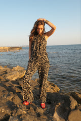 High neck playsuit - Black & Beige