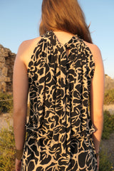 High neck playsuit - Black & Beige