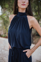 High neck playsuit - Navy Blue