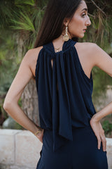 High neck playsuit - Navy Blue