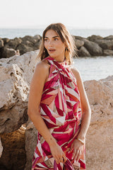 Halter neck bow top - Flashy Pink