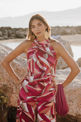 Halter neck bow top - Flashy Pink