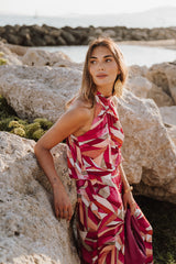 Halter neck bow top - Flashy Pink