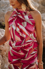 Halter neck bow top - Flashy Pink