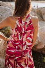 Halter neck bow top - Flashy Pink