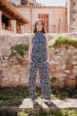 High neck playsuit - Blue Flower