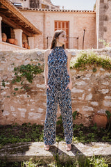 High neck playsuit - Blue Flower