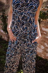 High neck playsuit - Blue Flower