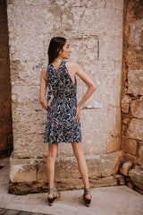 Mini Trapeze Dress - Blue Flower