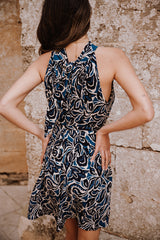 Mini Trapeze Dress - Blue Flower