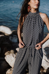 High neck playsuit - Black & White