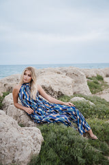 High Neck Playsuit - Blue Diamond