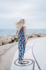 High Neck Playsuit - Blue Diamond