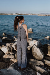 High neck playsuit - Black & White