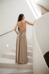 Plunging maxi dress - Sand