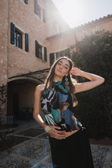 Halter neck bow top - Mediterranean Night