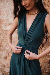 V-Neck Wide leg Playsuit- Emerald Green