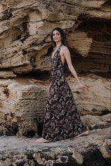 Plunging maxi dress - Chocolate swirls