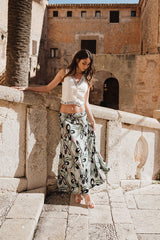 A-line maxi skirt - retro green