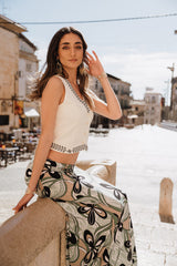 A-line maxi skirt - retro green