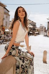 A-line maxi skirt - retro green