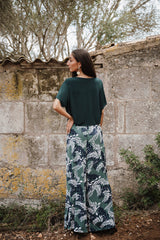 Palazzo trousers - Green Flower