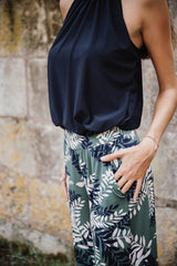 Palazzo trousers - Green Flower